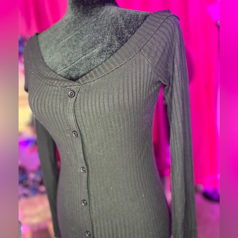 Womens black long sleeve sweat maxi dress